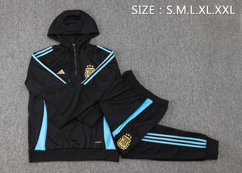 2024-25 With hat Argentina Black -Argentina Soccer training uniform youth size S-3XL