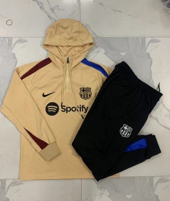 2024-25 With hat, Barcelona khaki -Barcelona Soccer training uniform youth size S-3XL