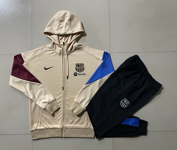 2024-25 With hat Barcelona khaki version -Barcelona Soccer training uniform youth size S-3XL