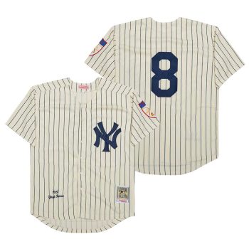 Yogi Berra New York Yankees Jersey cream Mitchell & Ness men women youth size S-6XL