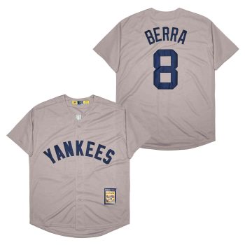 Yogi Berra New York Yankees Jersey gray Mitchell & Ness men women youth size S-6XL