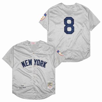 Yogi Berra New York Yankees Jersey gray Mitchell & Ness retro men women youth size S-6XL