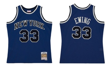 Patrick Ewing Blue New York Knicks 1991/92 Off-Court Chenille Swingman Fashion Jersey