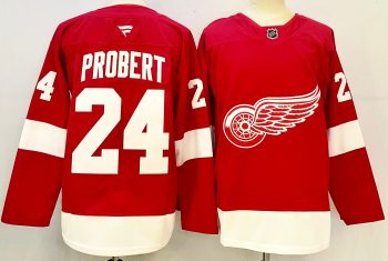 #24 Probert Detroit Red Wings stitched hockey jersey Red with C patch new style MEN WOMEN YOUTH S-6XL SIZE