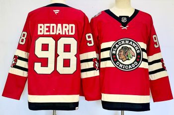 #98 CONNOR BEDARD CHICAGO BLACKHAWKS New Red hockey jersey MEN WOMEN YOUTH S-6XL SIZE