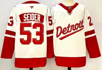 #53 Moritz SeiderDetroit Red Wings stitched hockey jersey New white MEN WOMEN YOUTH S-6XL SIZE