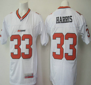 Custom CFL BC Lions #33 Andrew Harris White Jersey men women youth S-6XL size