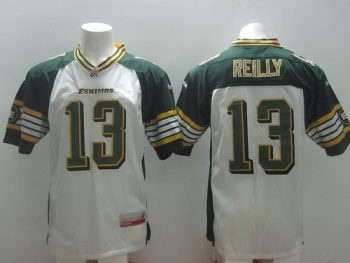 Custom CFL Edmonton Eskimos #13 Mike Reilly White Jersey men women youth S-6XL