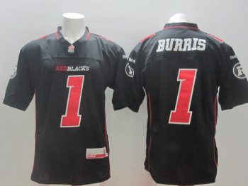Custom CFL Ottawa RedBlacks #1 Henry Burris Black Jersey men women youth S-6XL