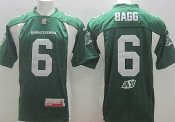 Custom CFL Saskatchewan Roughriders #6 Rob Bagg Green Jersey men women youth S-6XL