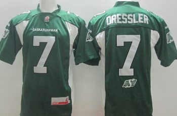Custom CFL Saskatchewan Roughriders #7 Weston Dressler Green Jersey men women youth S-6XL