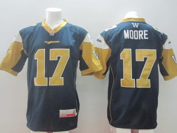 Custom CFL Winnipeg Blue Bombers #17 Nick Moore Navy Blue Jersey men women youth S-6XL