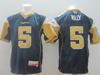 Custom CFL Winnipeg Blue Bombers #5 Drew Willy Navy Blue Jersey men women youth S-6XL