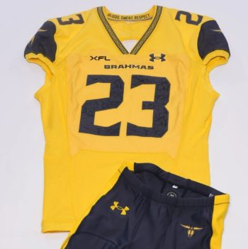 Custom XFL San Antonio Brahmas Yellow Away football jersey men women youth S-6XL size