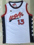 1996 Atlanta Olympic Dream 3 Shaquille O 'Neal USA13 white embroidered jersey