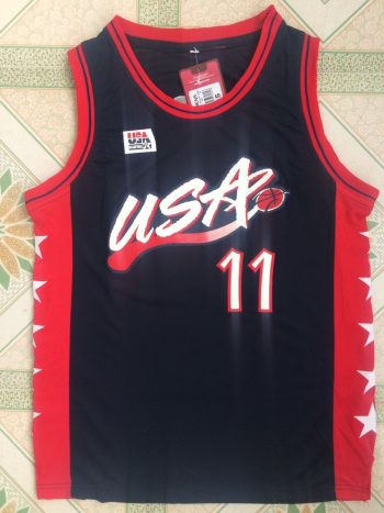 1996 Atlanta Olympic Dream III Karl Malone USA11 dark blue embroidered jersey