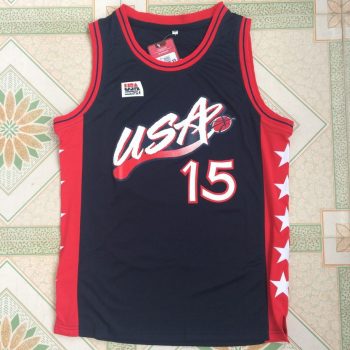 1996 Atlanta Olympics American Dream 3 Hakeem Olajuwon USA15 dark blue embroidered jersey