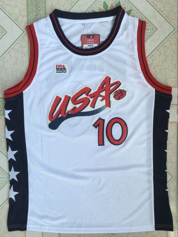 1996 Atlanta Olympics American Dream III Reggie Miller USA10 white embroidered jersey