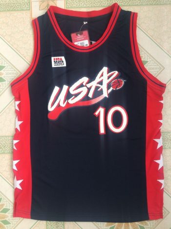 1996 Atlanta Olympics Reggie Miller USA10 dark blue embroidered jersey