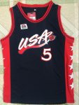 1996 Atlanta Olympics USA Dream three Grant Hill USA5 dark blue embroidered jersey