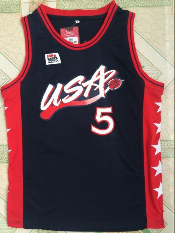 1996 Atlanta Olympics USA Dream three Grant Hill USA5 dark blue embroidered jersey