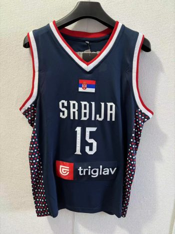 Blue jersey of Serbia 2024 Olympic team Jokic No. 15