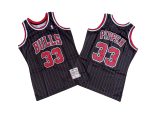 Bulls # 33 Black Red Stripe 95-96 Mitchell throwback jersey - Scotty. Pippen