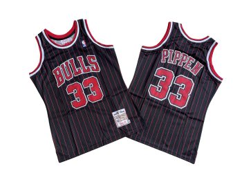Bulls # 33 Black Red Stripe 95-96 Mitchell throwback jersey - Scotty. Pippen