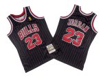 Bulls No. 23 Black Red stripe 96-97 Mitchell throwback jersey - Michael. Jordan