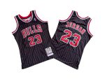 Bulls No. 23 Black Red stripe 96-97 Mitchell throwback jersey – Michael. Jordan