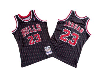 Bulls No. 23 Black Red stripe 96-97 Mitchell throwback jersey - Michael. Jordan