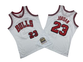 Bulls No. 23 White BULL version of the 84-85 Mitchell throwback jersey - Michael. Jordan