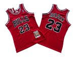 Bulls No. 23 red 97-87 Mitchell throwback jersey - Michael. Jordan