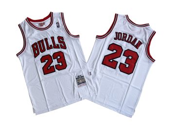 Bulls No. 23 white final mark 97-98 Mitchell retro jersey - Michael. Jordan