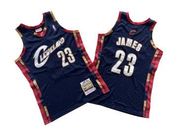 Cavaliers No. 23 Deep Blue 2008-09 Mitchell throwback holed jersey - lebron. James