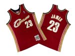 Cavaliers No. 23 red 02-04 Mitchell Throwback hole-cloth jersey - lebron. James