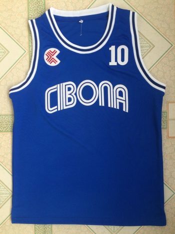 Croatian League BC Cibona No. 10 Drazen Petrovic blue jersey