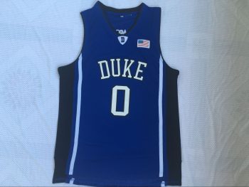 Duke University No. 0 blue college embroidered jersey