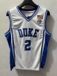 Duke University No. 2 Flagg white embroidered jersey