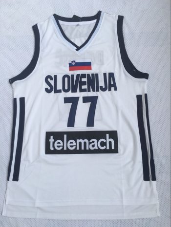 Europa League national team No. 77 luka Doncic white embroidered jersey