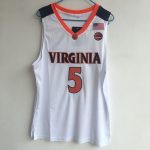 Guy No. 5 white embroidered college jersey for the University of Virginia
