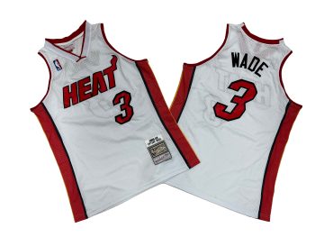 Heat No. 3 white 2005-06 Mitchell throwback jersey - Dwyane. Wade