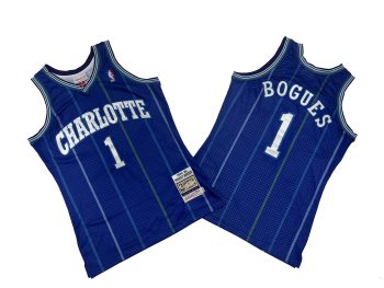 Hornets No. 1 Purple Stripes 94-95 Mitchell throwback jersey - Tiny. Boggs