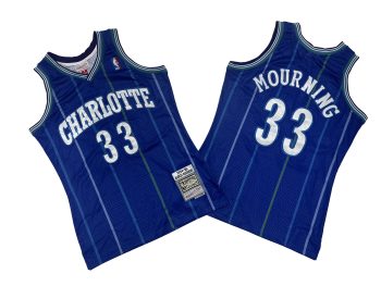 Hornets No. 33 Purple stripes 94-95 season Mitchell throwback jersey - Alonzo. Monin