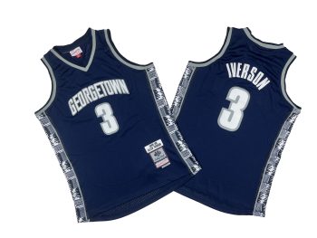 Iverson No. 3 95-96 Mitchell Deep Blue College Edition jersey - Georgetown University