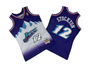 Jazz No. 12 Purple Snow Mountain Edition 96-97 Mitchell throwback jersey - John. Stockton