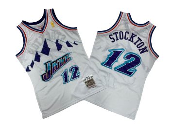 Jazz No. 12 White Snow Mountain Edition 96-97 Mitchell throwback jersey - John. Stockton