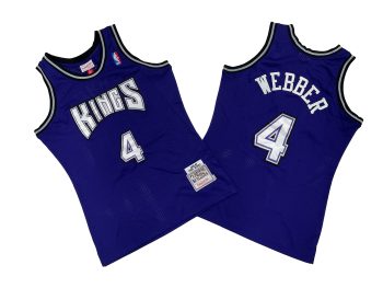 Kings No. 4 Purple 98-99 Mitchell throwback jersey - Chris. Weber