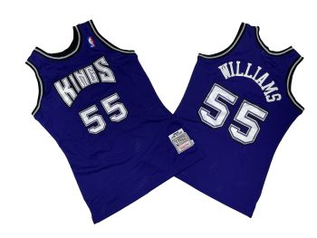 Kings No. 55 Purple 98-99 Mitchell throwback jersey - Jason. Williams