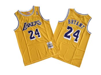 Lakers No. 24 yellow 07-08 Mitchell throwback jersey - Bryant. Bryant